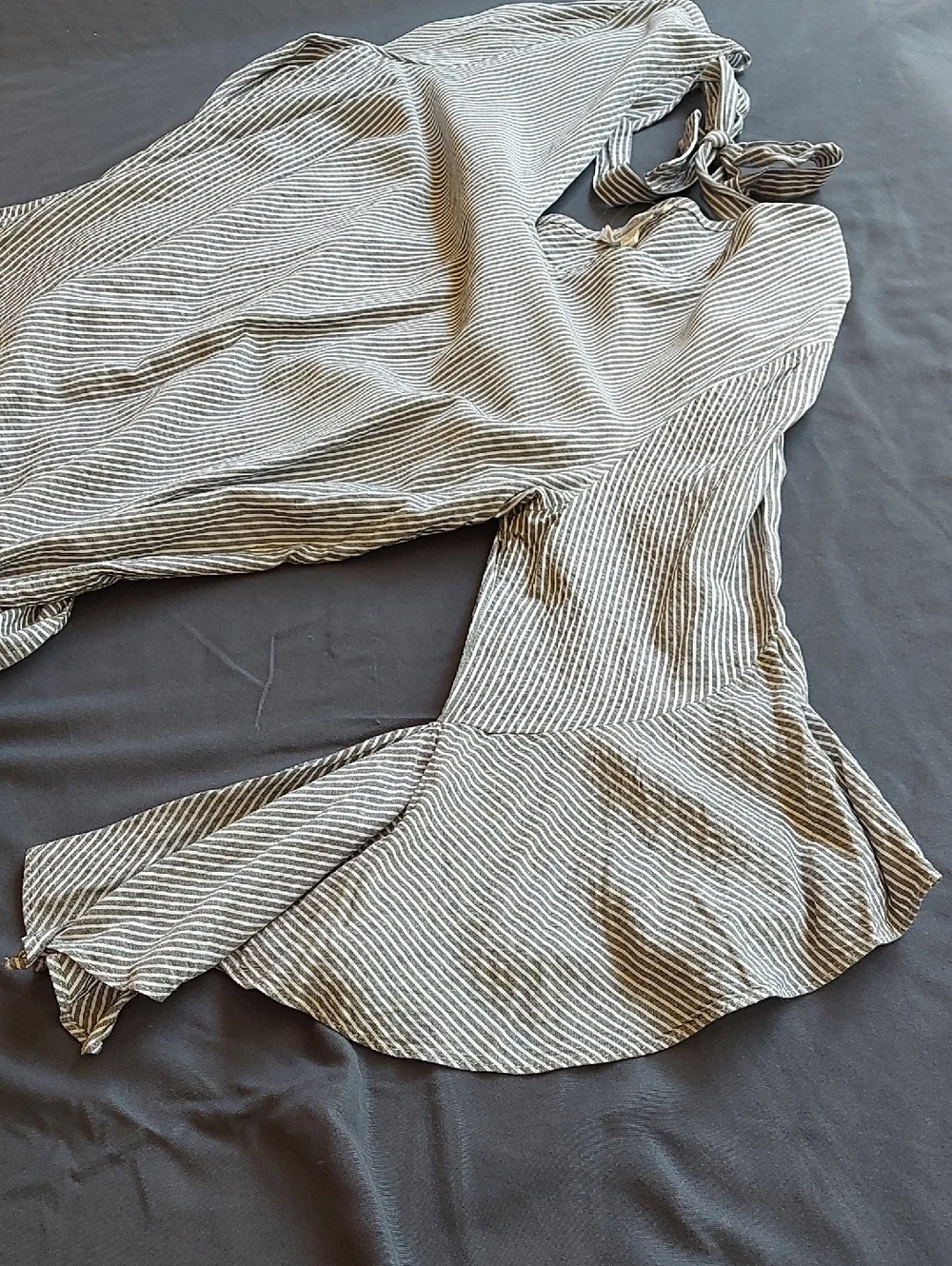 Pleione Black & White Striped V-Neck Bell Sleeve Top - Picture 7 of 9